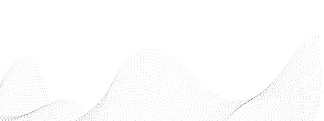 Wall Mural - flowing wave dot particles halftone pattern black gradient curve shape isolated on transparent backg