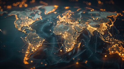 Wall Mural - a world map with connecting lines representing global commerce.