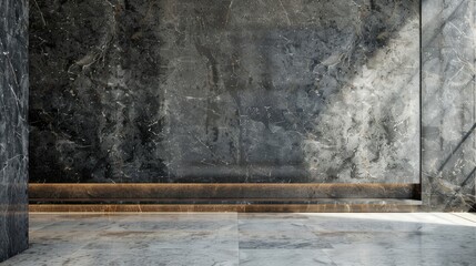 Wall Mural - Elegant gray marble and granite wall with black pattern for interior decoration.