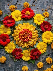 Wall Mural - Yellow and Red Flower Arrangement