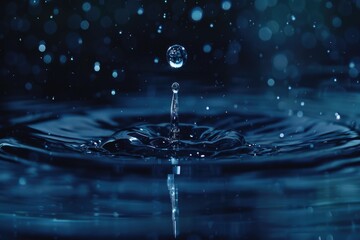 Canvas Print - Water droplet falling into pool