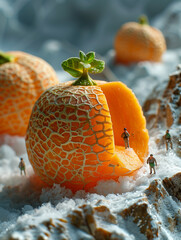 Wall Mural - tangerine on the snow