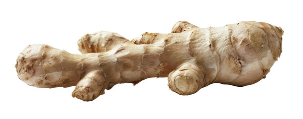 Sliced ginger on a transparent background, capturing the natural look and texture of the root in a simple and clean format.