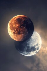 Wall Mural - Two Moons in Cloudy Sky