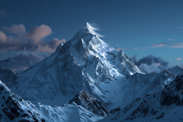 Generative AI Image of Rocky Mountain Peak when Winter Season at Night Wallpaper