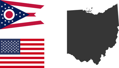 Sticker - Ohio state of USA. Ohio flag and territory. States of America territory on white background. Separate states. Vector illustration