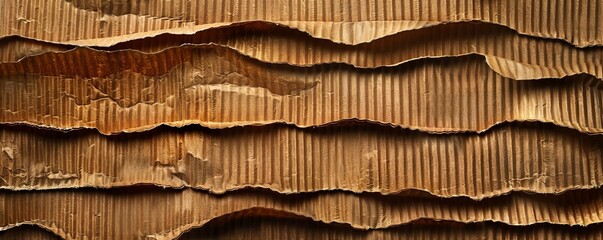 Wall Mural - Corrugated cardboard texture with layered design, 4K hyperrealistic photo