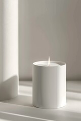 Wall Mural - White Candle on White Table