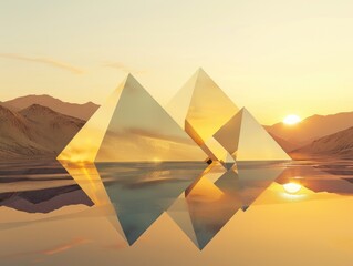 Wall Mural - Pyramids on Lake