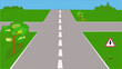 © guitou60 - Panneau routier: Route prioritaire en milieu rural et horizon sur ciel bleu