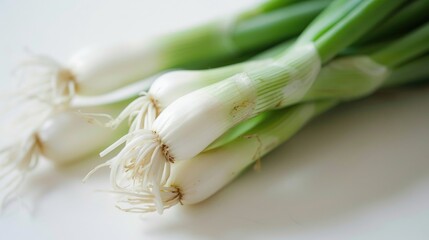 Canvas Print - Green onions on table