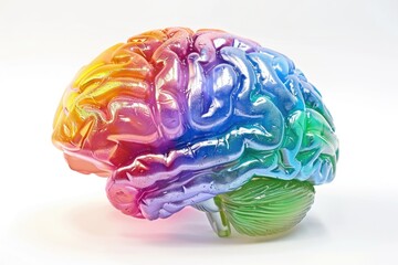 Rainbow Brain Model on White Surface