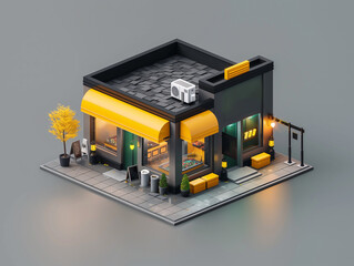 Sticker - 3d render of a building