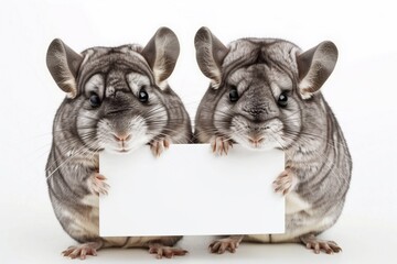 Sticker - two chinchillas with a sign