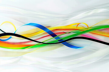 Wall Mural - Design a striking and clean background with wavy rainbow lines symbolizing the Olympic Games