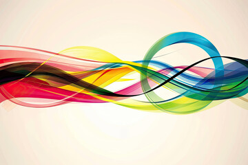 Wall Mural - Design a striking and clean background with wavy rainbow lines symbolizing the Olympic Games