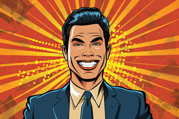 Wall Mural - happy businessman. Pop art retro comic book style 