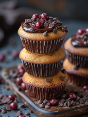 Canvas Print - cupcakes with chocolate