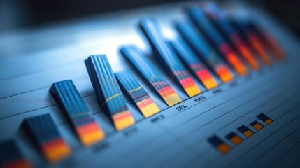 Wall Mural - A close-up of a bar graph showing positive business growth trends.