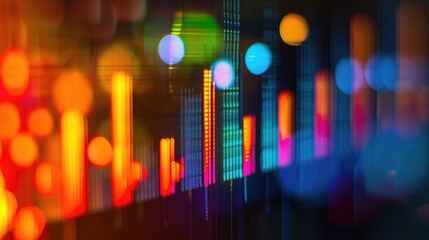 Wall Mural - A close-up of a bar graph showing positive business growth trends.