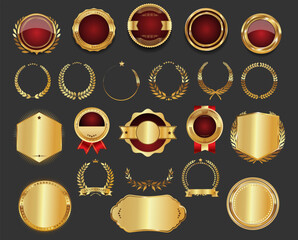 Wall Mural - luxury gold and red labels retro vintage collection