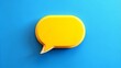 © Wanlop - Yellow speech bubble with white text and curved tail on bright blue background, indicating friendly online communication initiation.