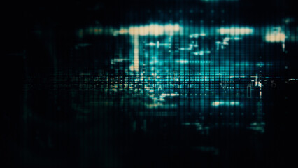 Leinwandbilder - Futuristic screen display matrix, hi-tech digital data telemetry with encrypted numbers, display dynamic background for computer desktop screen display format