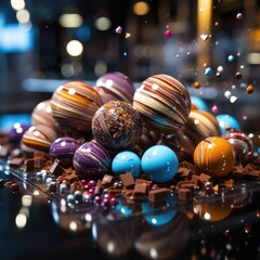 chocolate balls in the form of the solar system