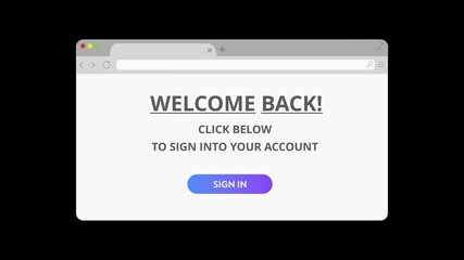 Wall Mural - animated pop up message. register online now message and sign into account button. sign up on a webs