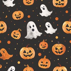 Poster - Lanterns and Ghosts pattern