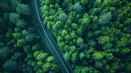 Sticker - aerial view of windy drive on the forest green road 