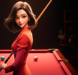 Wall Mural - Woman playing billiards