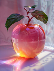 Canvas Print - red apple with water drops