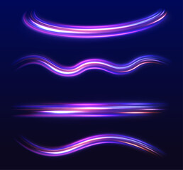 Wall Mural - Rotating dynamic neon circle. Colored shiny sparks of spiral wave. Curved bright speed line swirls. Abstract background rotational border lines.	