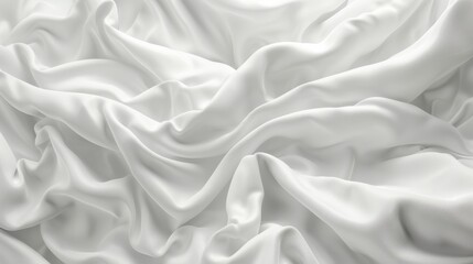 Wall Mural - Silk Texture. White Fabric Material Background with Flowing Abstract Design