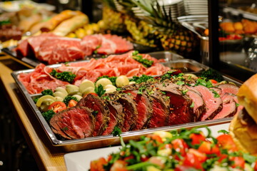 Wall Mural - Buffet food in the table, Meat, Beef