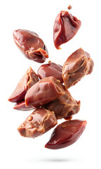 Wall Mural - Fresh chicken liver isolated on white background, clipping path, Selective focus