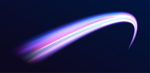 Leinwandbilder - Night starry sky. Meteor shower, abstract space background. Expressway in long delay, with car lights at night on autobahn. Vector glitter light fire flare trace.