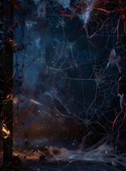 Wall Mural - halloween background with cobweb