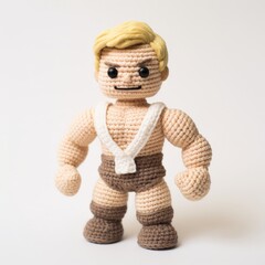 Wall Mural - Crocheted doll with large muscles and a determined look