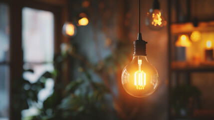 Wall Mural - a light bulb on a bokeh background