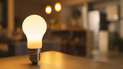 Wall Mural - a light bulb on a bokeh background
