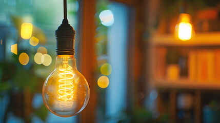Wall Mural - a light bulb on a bokeh background