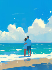 Wall Mural - couple on the beach