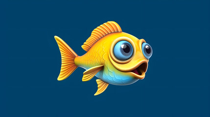 Sticker - Fish 3d cartoon style