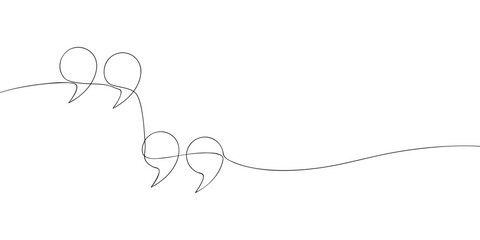 Naklejka na meble A single line drawing of a quotation marks. Continuous line quote symbol icon. One line icon. Vector illustration.