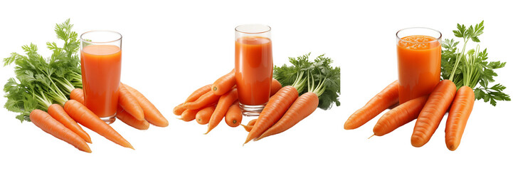 Wall Mural - Set of Carrot Juice Glasses Isolated on Transparent Background png