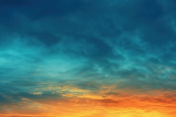 Wall Mural - Sky Gradient. Beautiful Blue to Orange Sunset Sky with Textured Clouds