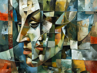 Wall Mural - Cubism revisited with background illustration