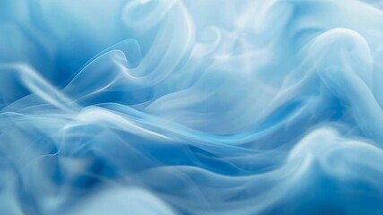 Wisps of light blue smoke swirl gracefully, forming ethereal patterns against a soft, diffused lighting. The smoky ambiance evokes a calm, serene mood, captured in a hazy, dream-like atmosphere.